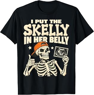 Skelly in My Belly Skeleton Dad Halloween Pregnancy for Men T-Shirt