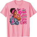 Women Black African American Breast Cancer Pink Ribbon Girl T-Shirt